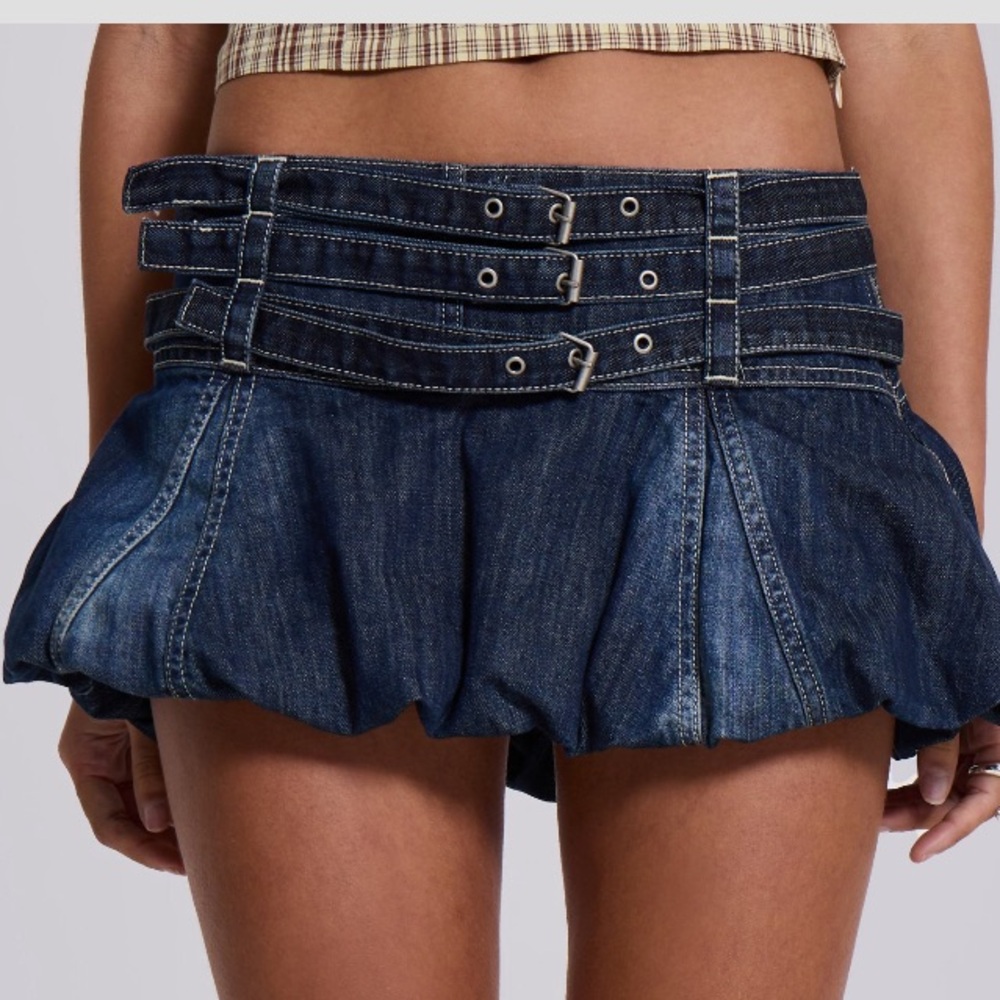 Denim Mini Skirt with straps